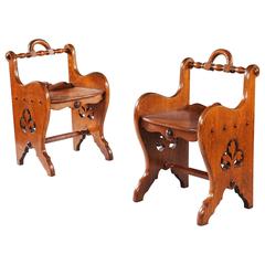 Pair of Oak Arts and Crafts Stools 10