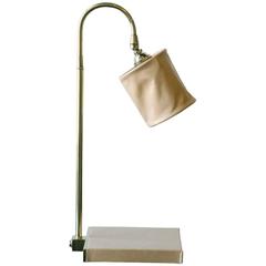 Series 01 Desk Lamp in Putty by Adam Otlewski in Leather and Unlacquered Brass 11