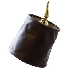 Series 01 Desk Lamp in Sable by Adam Otlewski in Leather & Unlacquered Brass 7