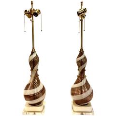Pr. Dino Martens Swirled Murano Glass Lamps, circa 1950 6