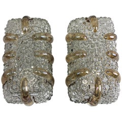 Vintage Petite Pair of 1960s German Bubble Glass Sconces