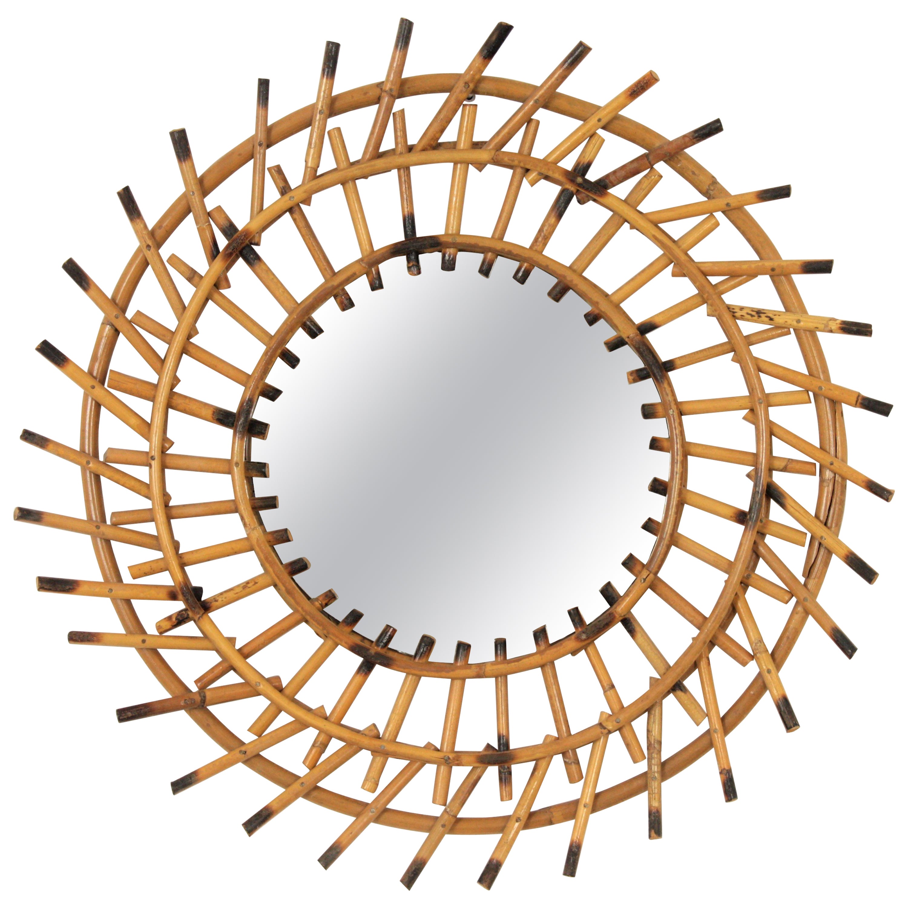 Mediterranean 1960S Bamboo Sunburst Mirror Wall Decoration, Spain, 1960S For Mediterranean 1960S Bamboo Sunburst Mirror Wall Decoration, Spain, 1960S For