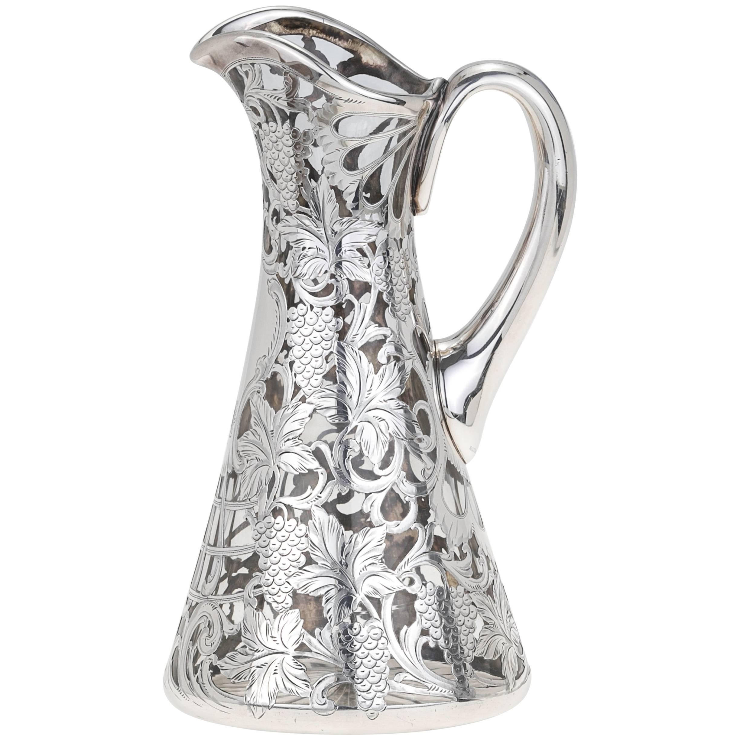 Pitcher, Sterling Silver Overlay  For Sale