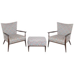 Pair of Curvaceous Lounge Chairs and Ottoman by Paul McCobb