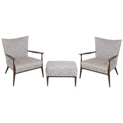 Pair of Curvaceous Lounge Chairs and Ottoman by Paul McCobb 5