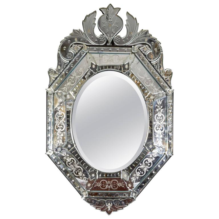 Etched Glass Mirror at 1stDibs