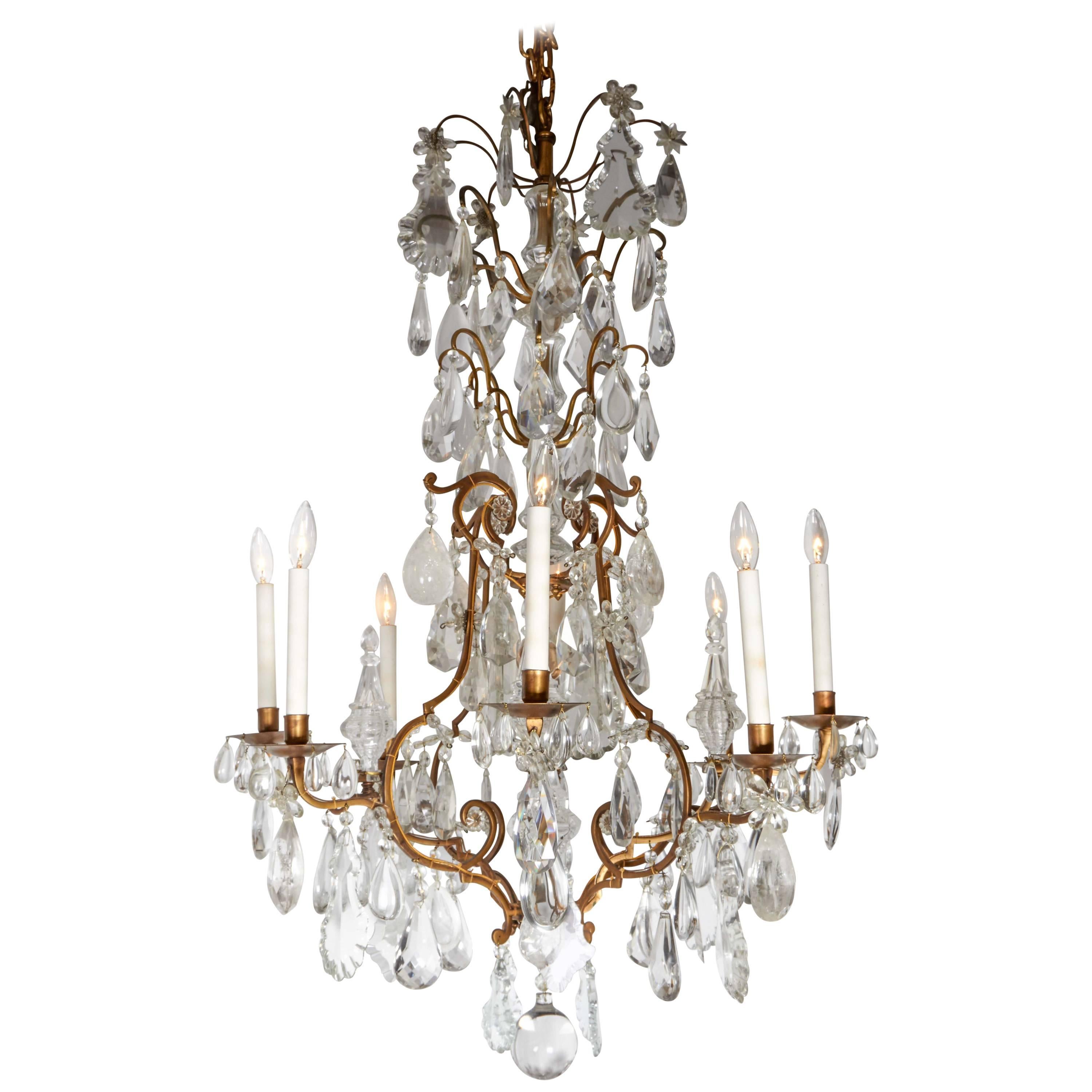 Impressive Louis XV Style Gilt Bronze and Rock Crystal Chandelier
