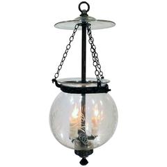 Antique Melon Shaped Glass Hall Lantern, England, circa 1835
