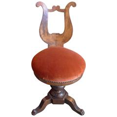 Antique French 19th Century Musical Side Chair on Three Legs