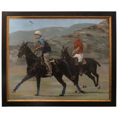 "Polo Players & Ponies", Oil on Panel by American Artist Jack Martin Smith