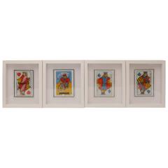 Set of Four Framed Dorothy Thorpe "Playing Card" Serving Dish