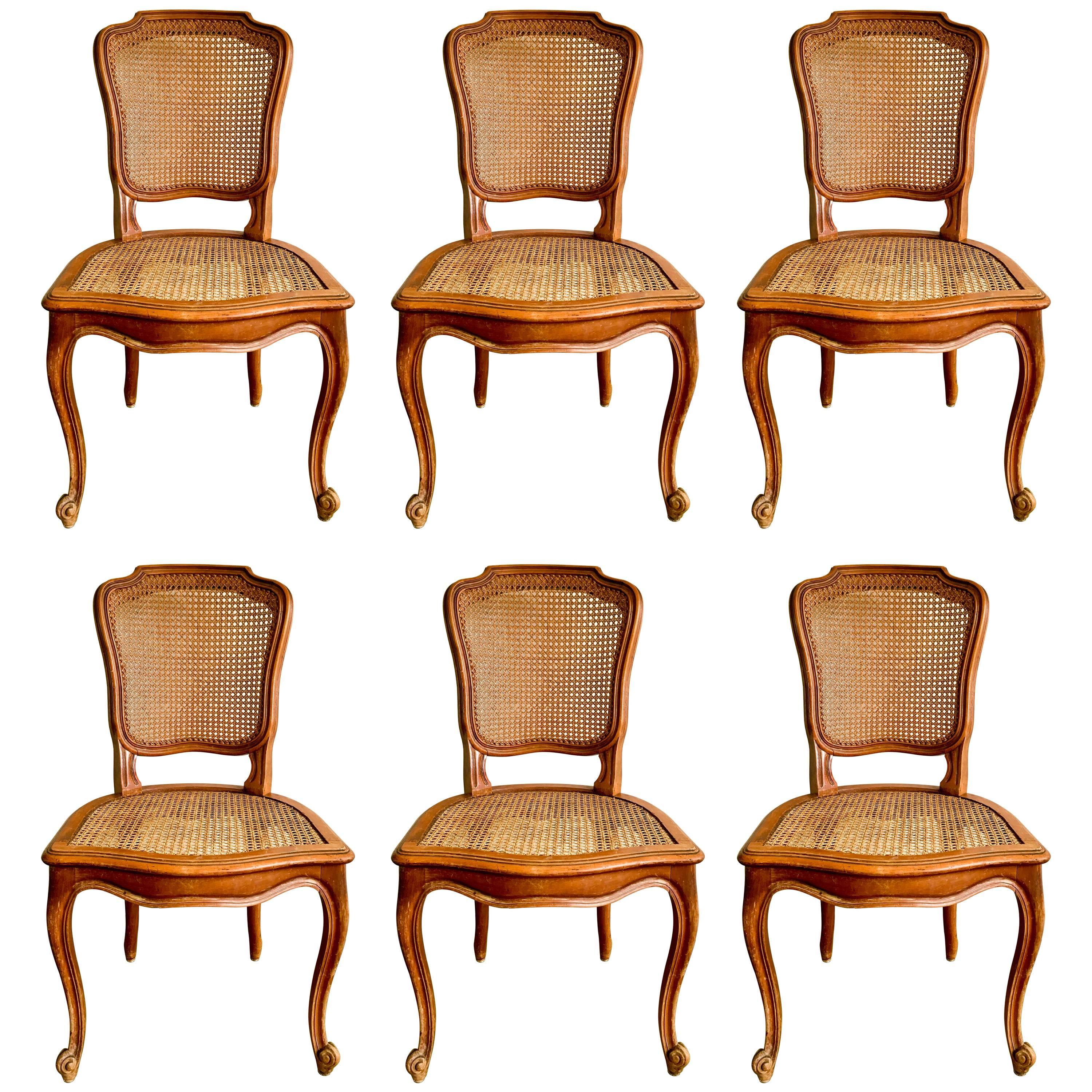 Set of Six 19th Century French Dining Chairs in Style of Louis XV