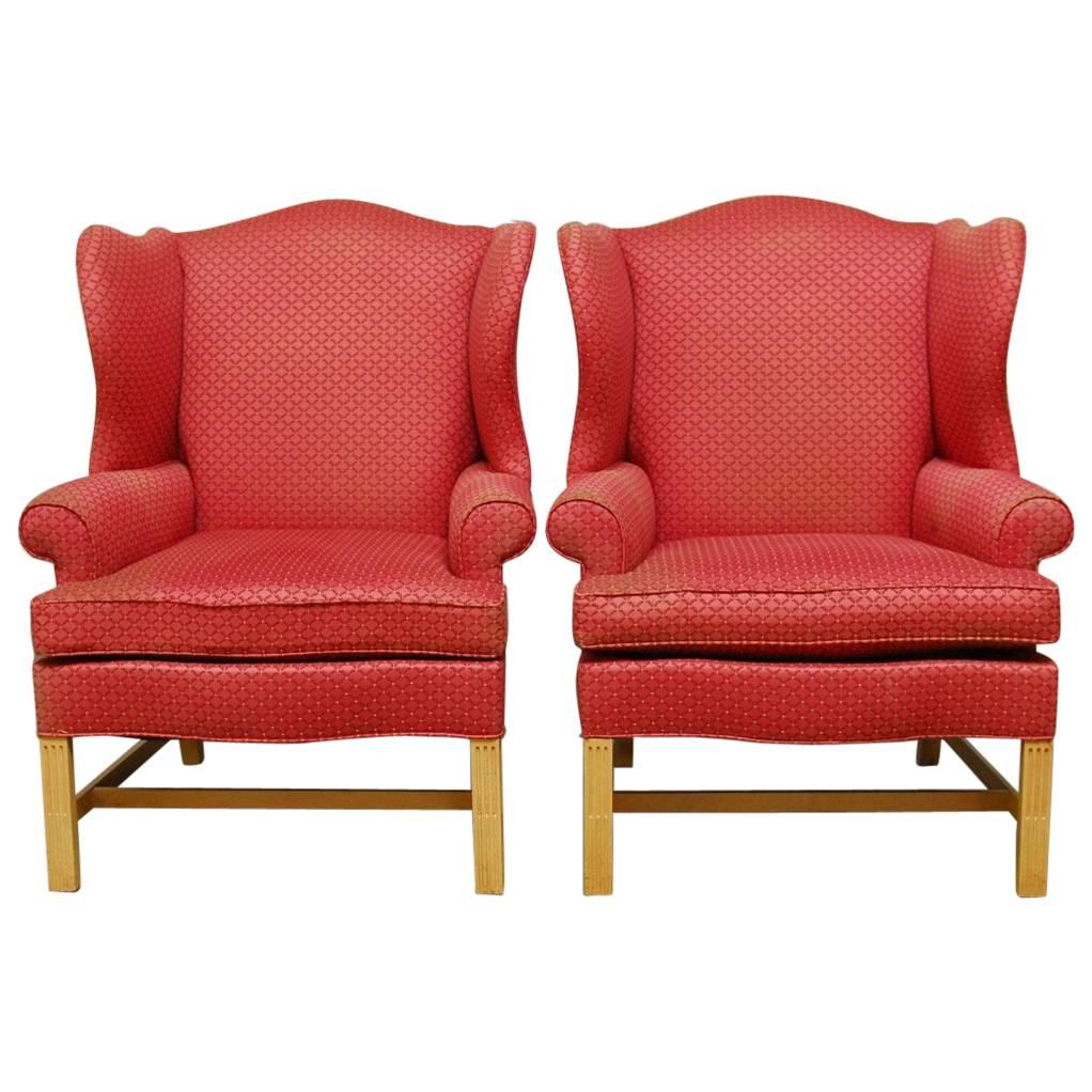 Pair of Chippendale Design Wing Chairs by Drexel Heritage