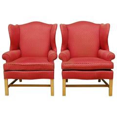 Pair of Chippendale Design Wing Chairs by Drexel Heritage