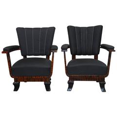 Pair of French Art Deco Macassar Club Chairs 12