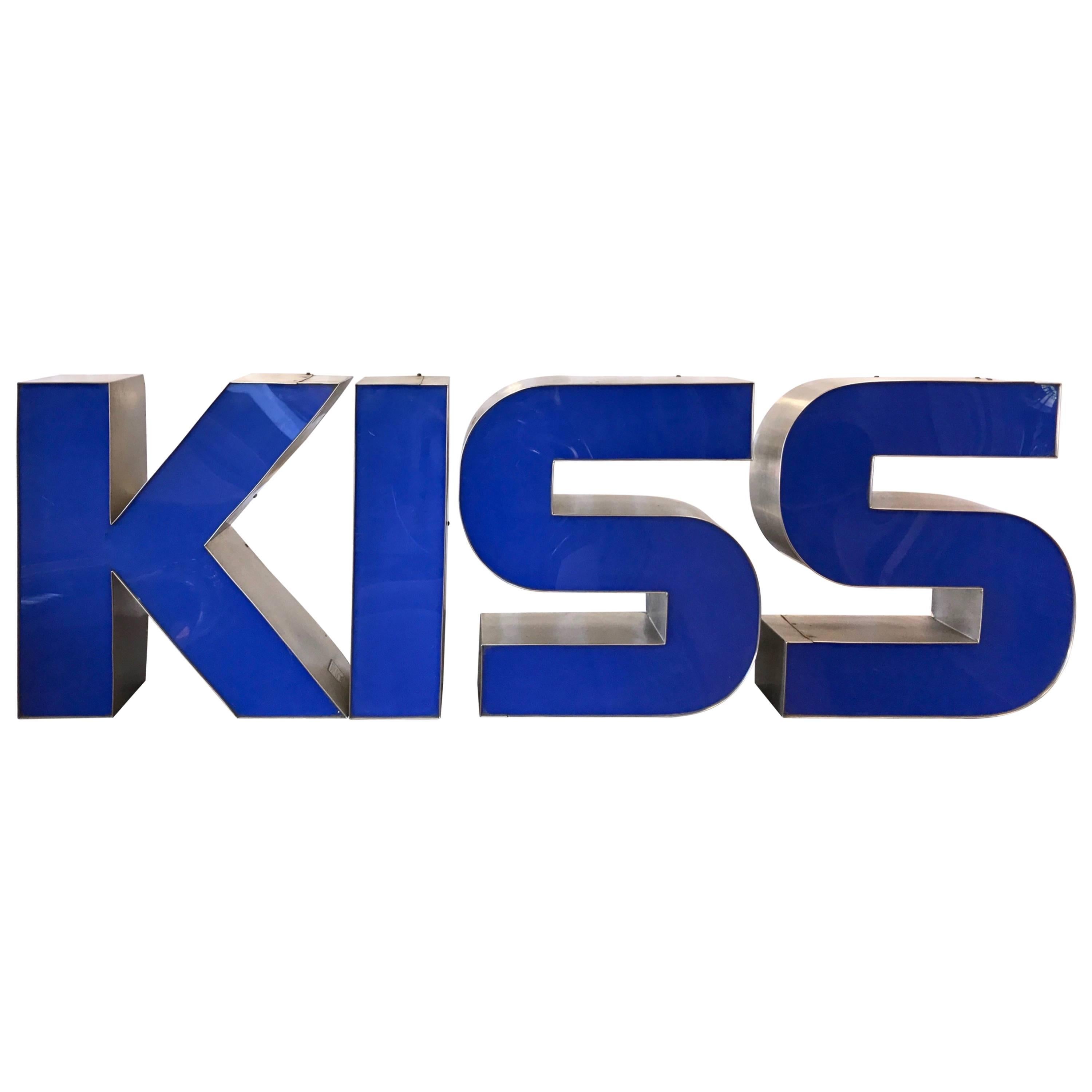 Four-Piece Set of Extra Large Vintage Signage Letters Spelling “KISS”