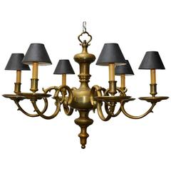 French Brass Six-Candle Light Chandelier