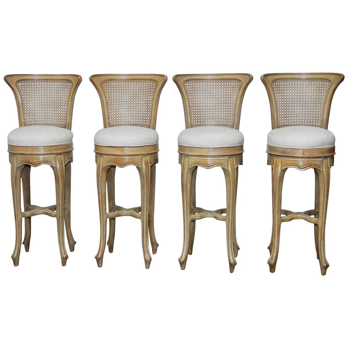 Set of Four Swedish Gustavian Style Petite Barstools