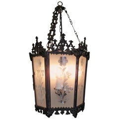 Mid-19th Century New Orleans Gothic Ebonized Brass Lantern