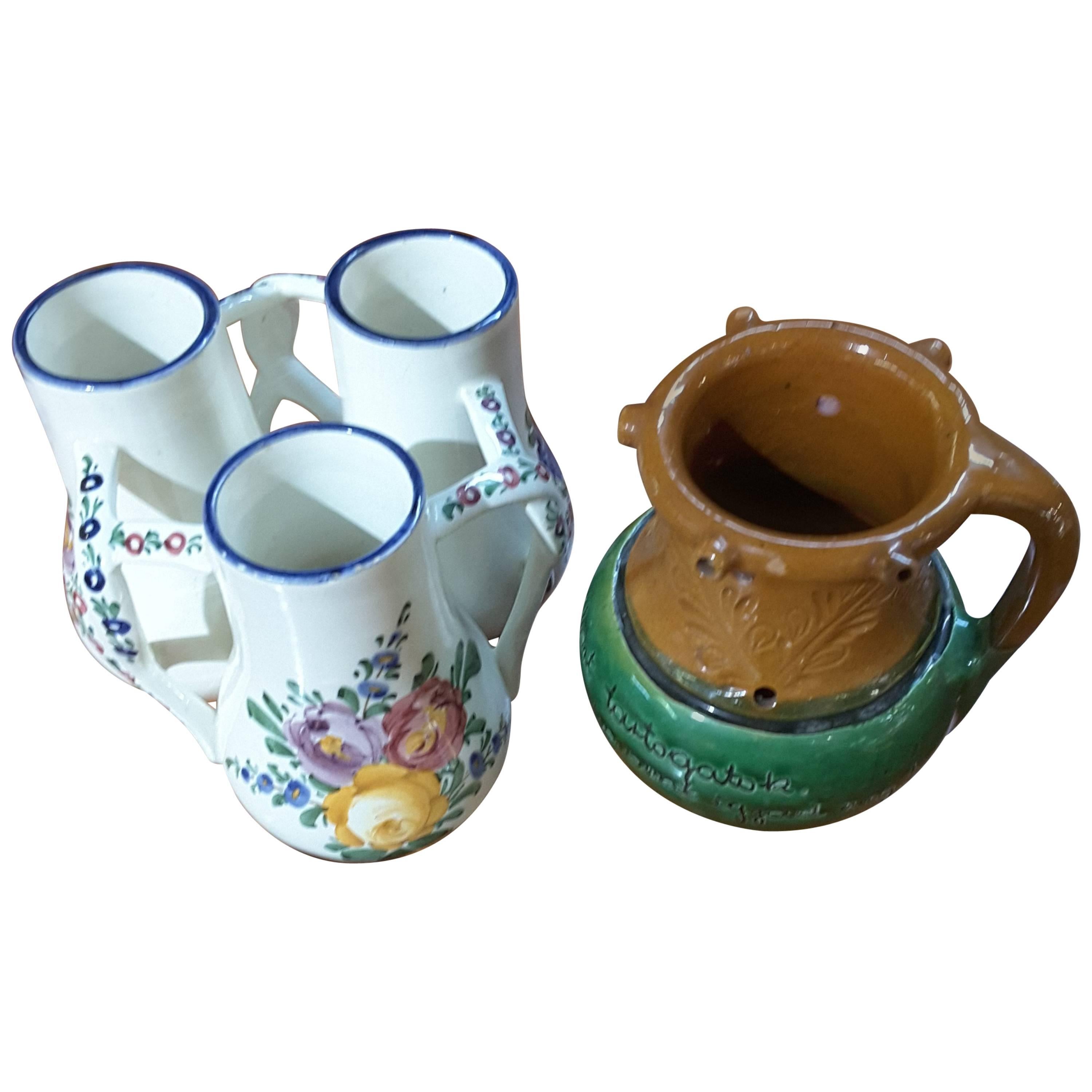 Pair of Drinking Game or Puzzle Vessels, Early 20th Century For Sale