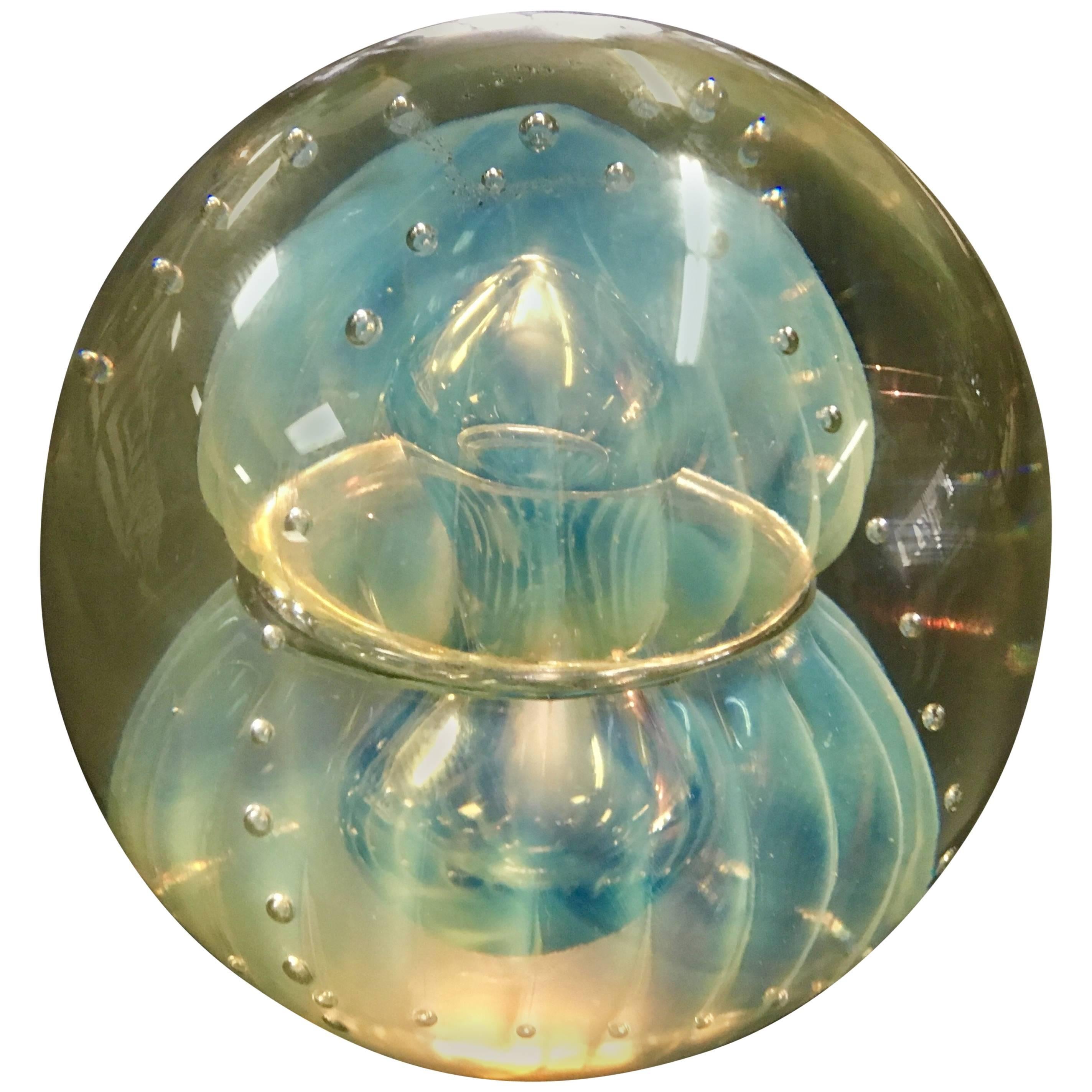 Gorgeous Blown Glass Jellyfish Paperweight by Edols Signed and Dated