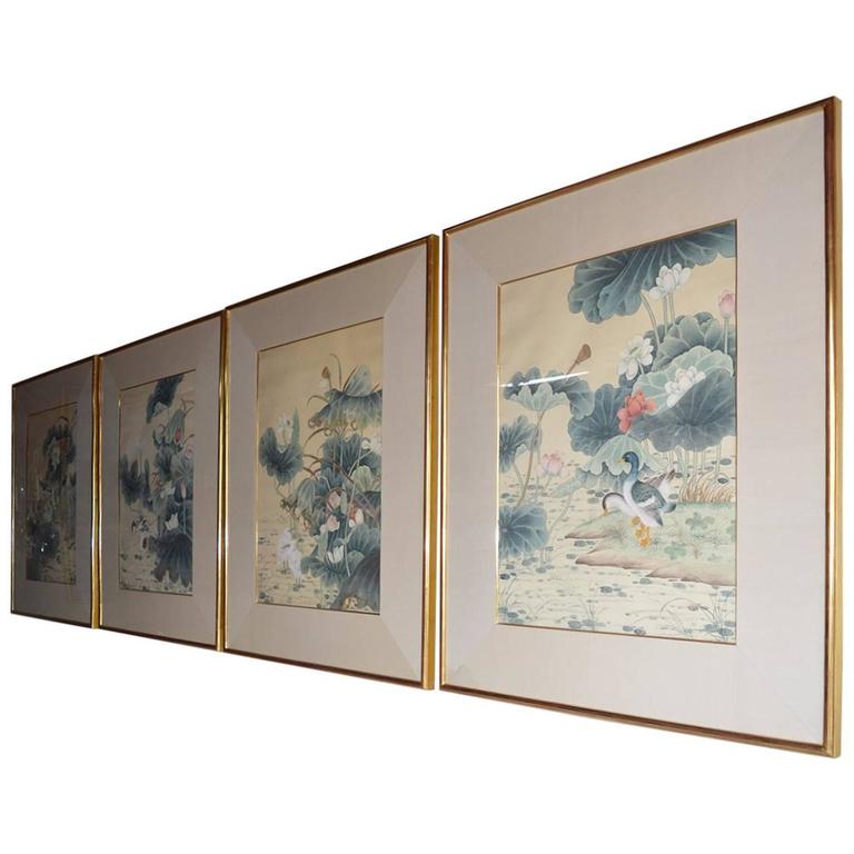 Set of Four Chinese Water Color Paintings at 1stDibs