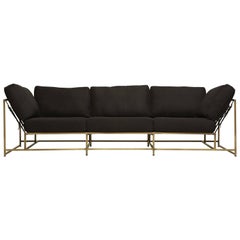 Black Wool and Antique Brass Sofa