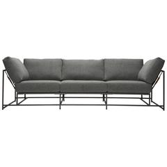 Faribault Grey Wool and Blackened Steel Sofa 4
