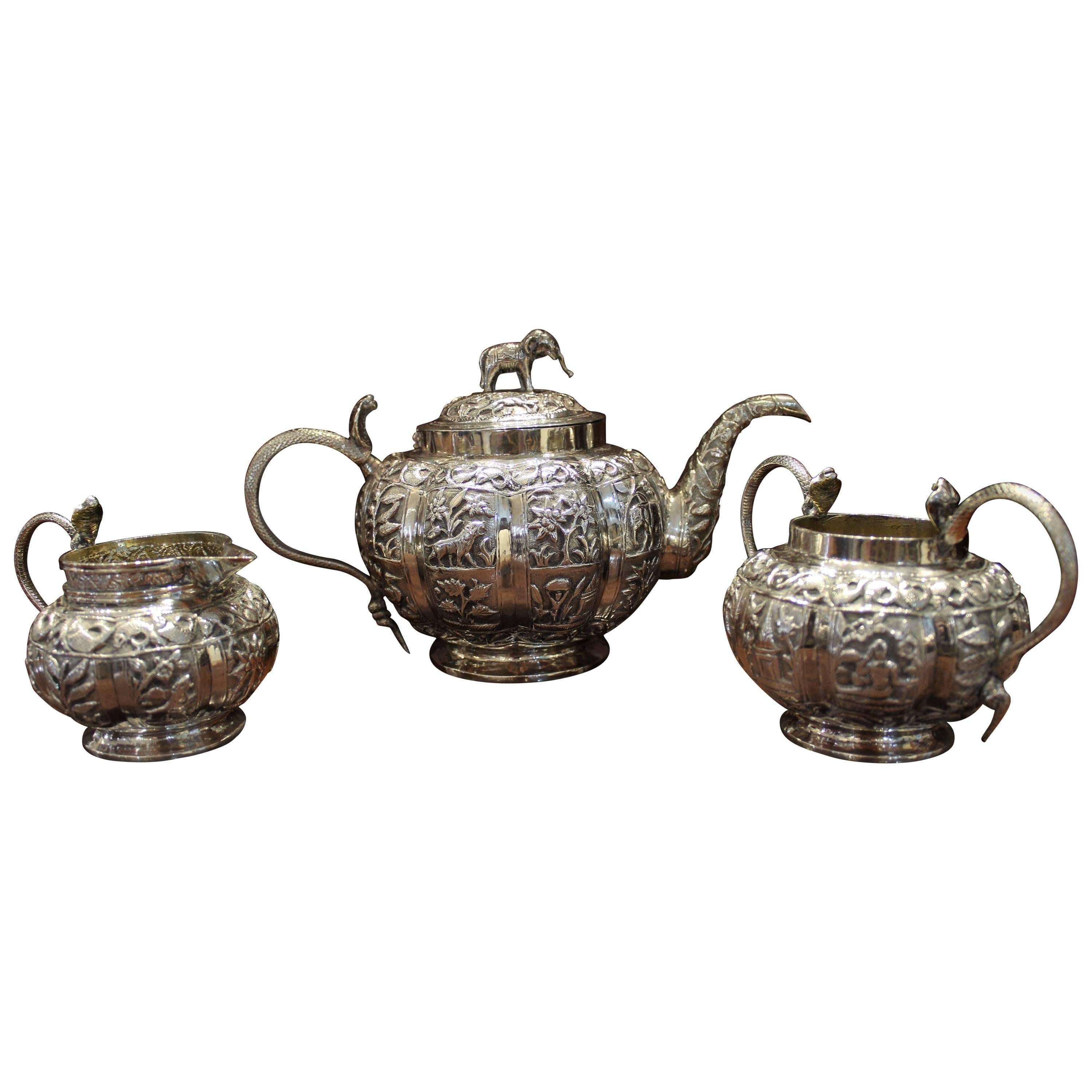 Anglo-Indian Sterling Silver Tea Set