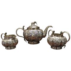 Antique Anglo-Indian Sterling Silver Tea Set