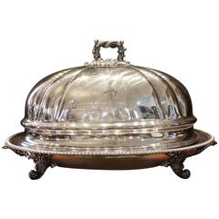 Antique Georgian Sheffield Silverplated Meat Tray with Domed Lid by T&J Creswick