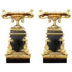 Pair of Gilt Bronze and Slate Tazzas