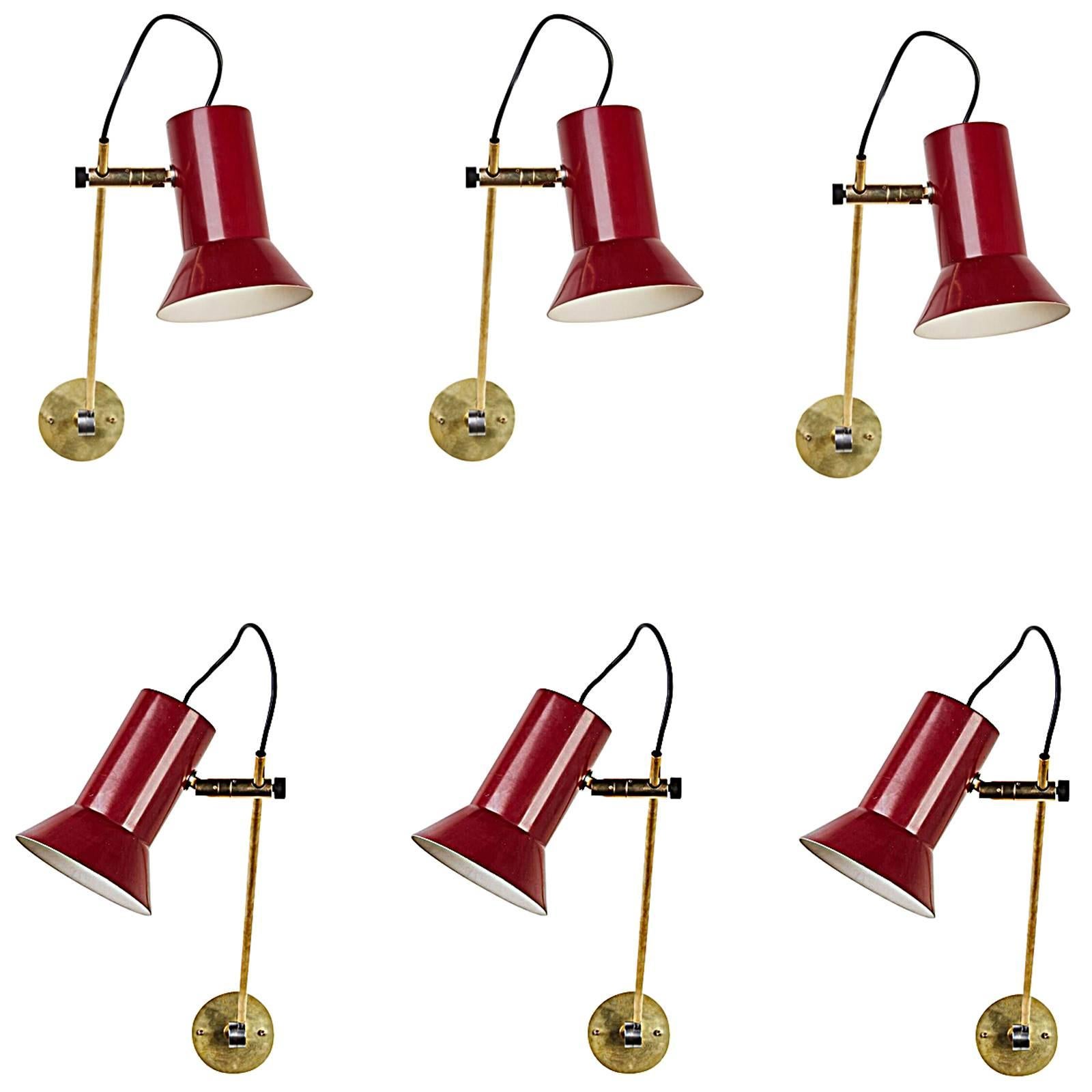 Six Articulating Sconces by Tito Agnoli for Oluce