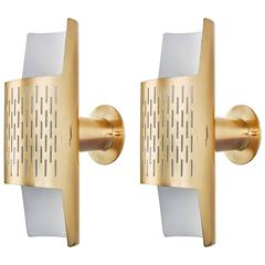 Pair of Perforated Brass Sconces by Ateljé Lyktan 10