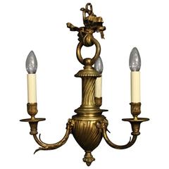French Bronze Triple-Light Antique Chandelier