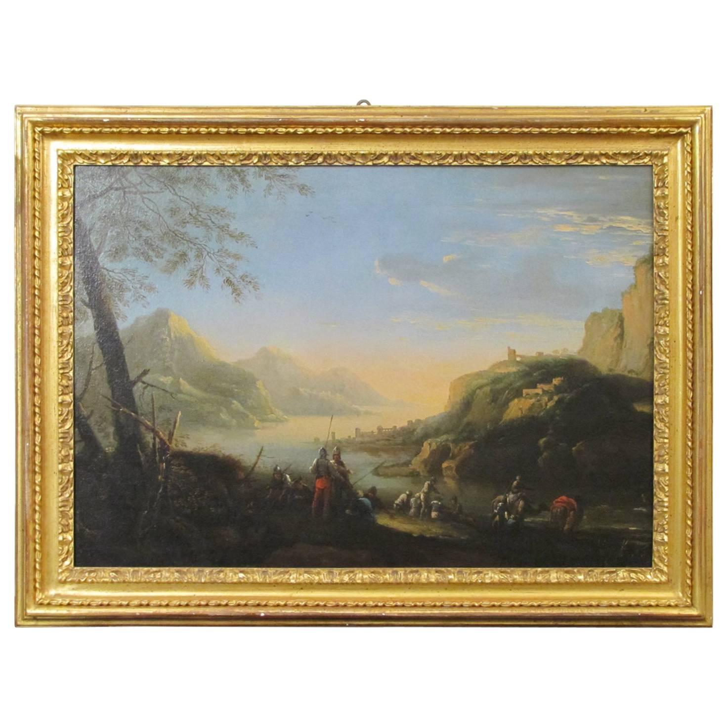 17th Century Oil on Canvas Landscape Painting by Jacob De Heusch