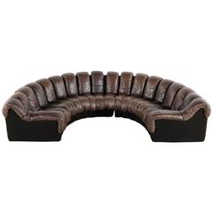 Vintage De Sede Ds 600 Sofa by Ueli Berger and Riva 1972, Chocolate Leather 18 Elements