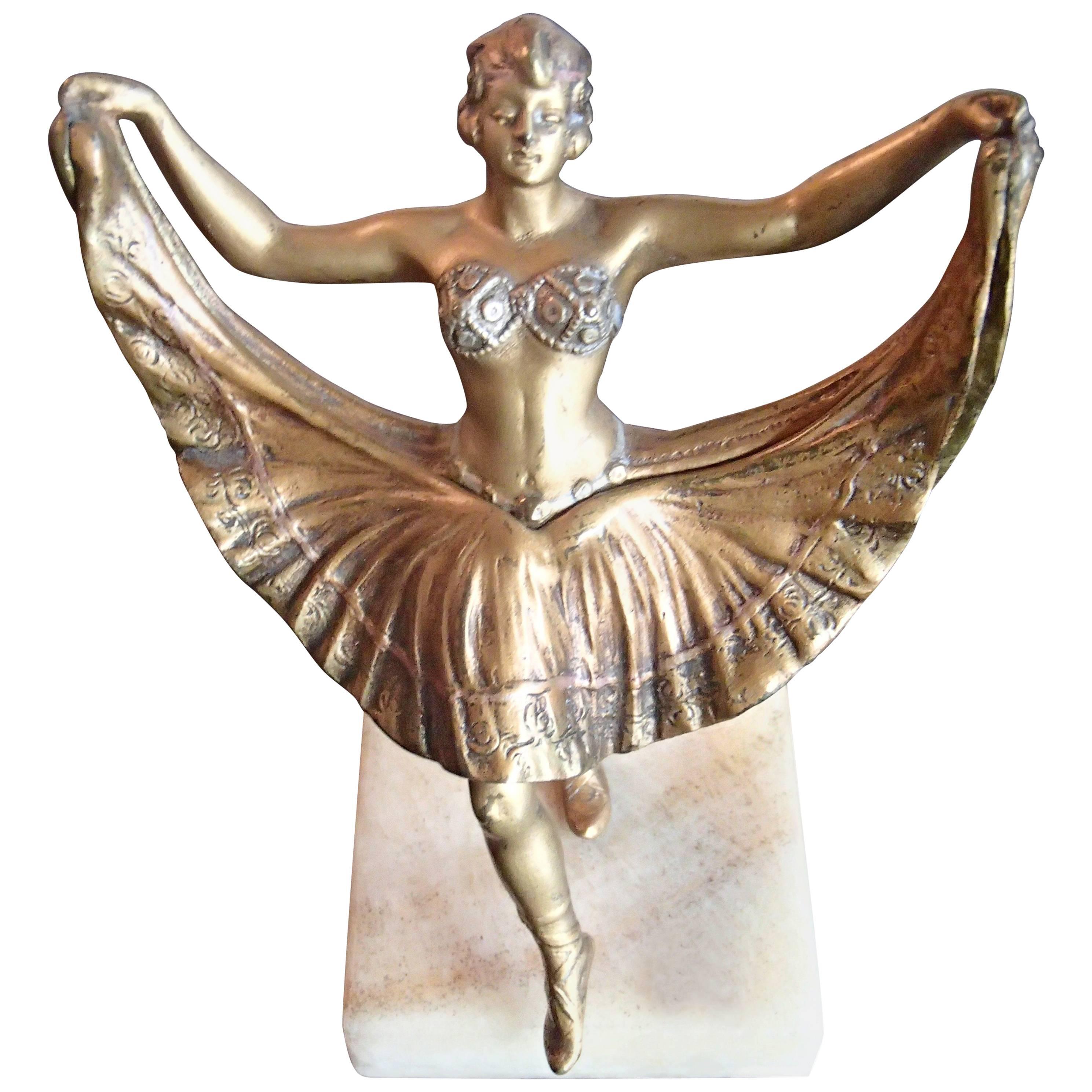 Beautiful Ballerina Bronze Figurine with Magic Skirt