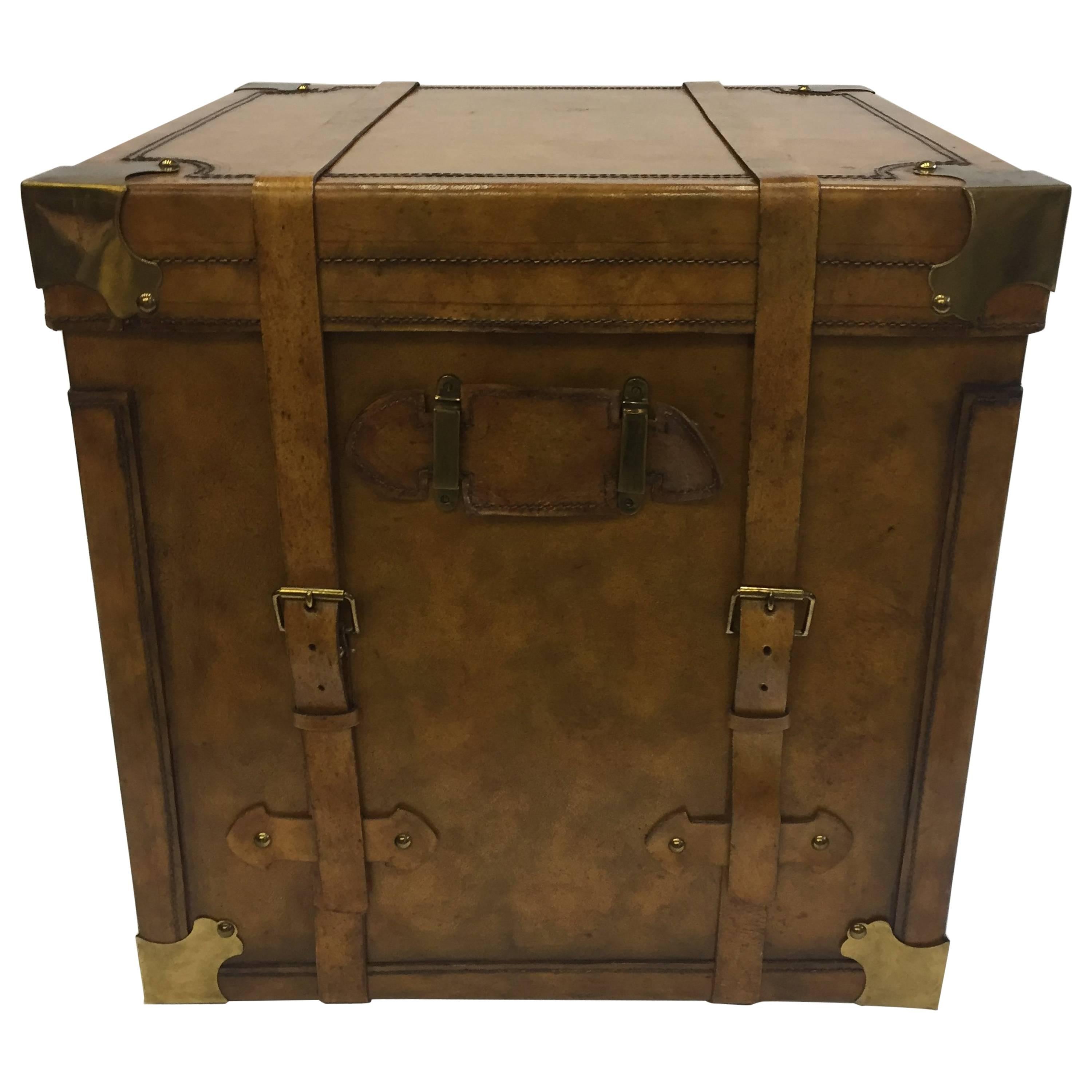 Handsome Maitland-Smith Leather Trunk