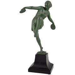 Vintage French Art Deco Sculpture Dancer with Cymbals by Fayral, Pierre Le Faguays, 1930