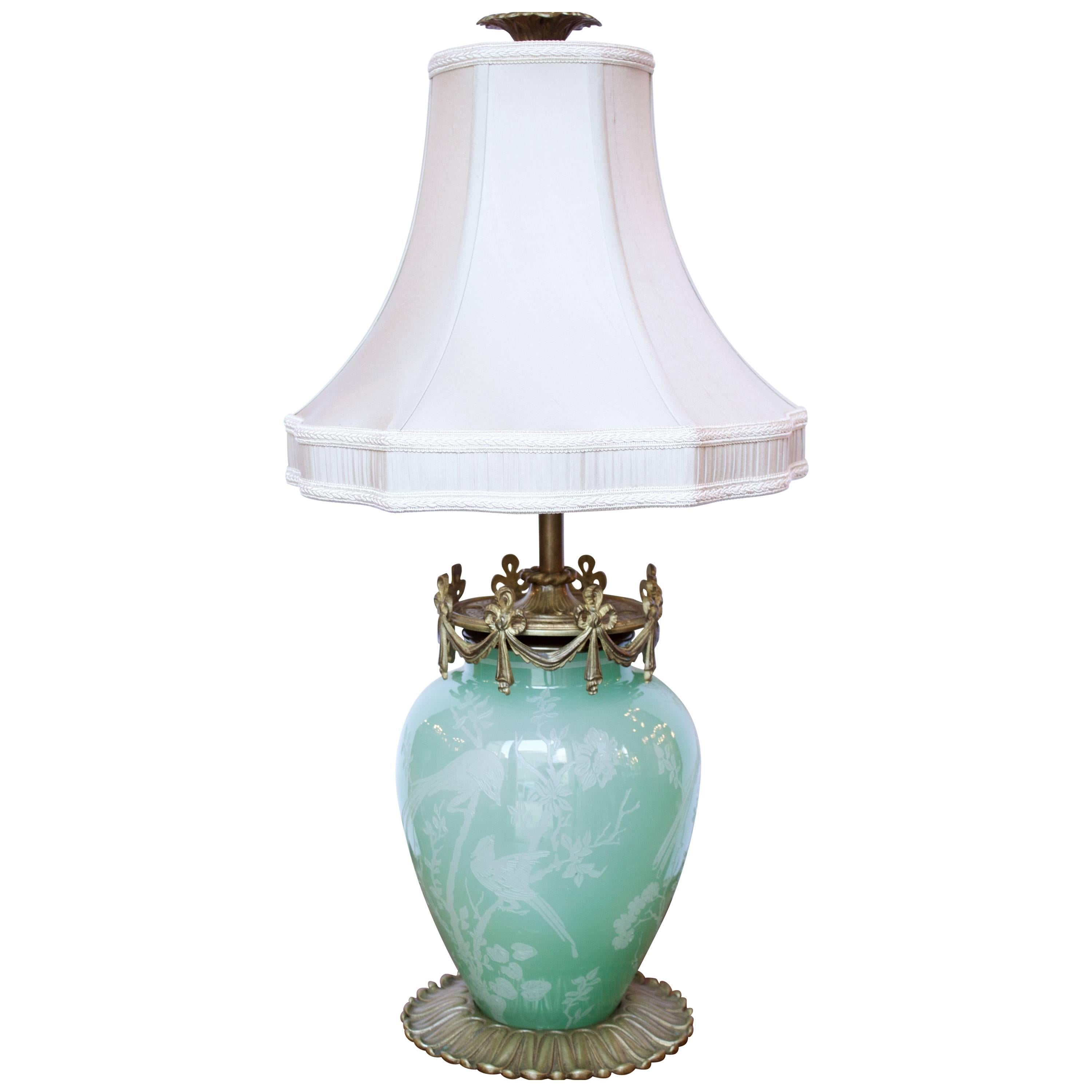 Antique Steuben Glass Lamp by F. Carder For Sale