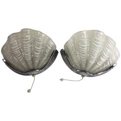 Pair of French Art Deco Sconces with Stylized Shell Design