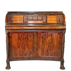 Antique Regency Mahogany Tambour Top Desk