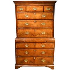 Walnut George I Period Antique Chest on Chest with Brushing Slide 5