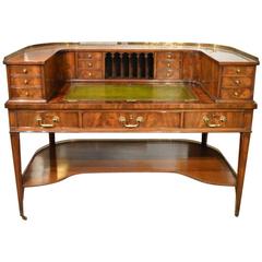 Antique Fine Quality George III Style Flamed Mahogany Carlton House Desk