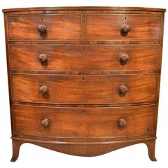Fine Mahogany Regency Period Antique Bow Front Chest of Drawers