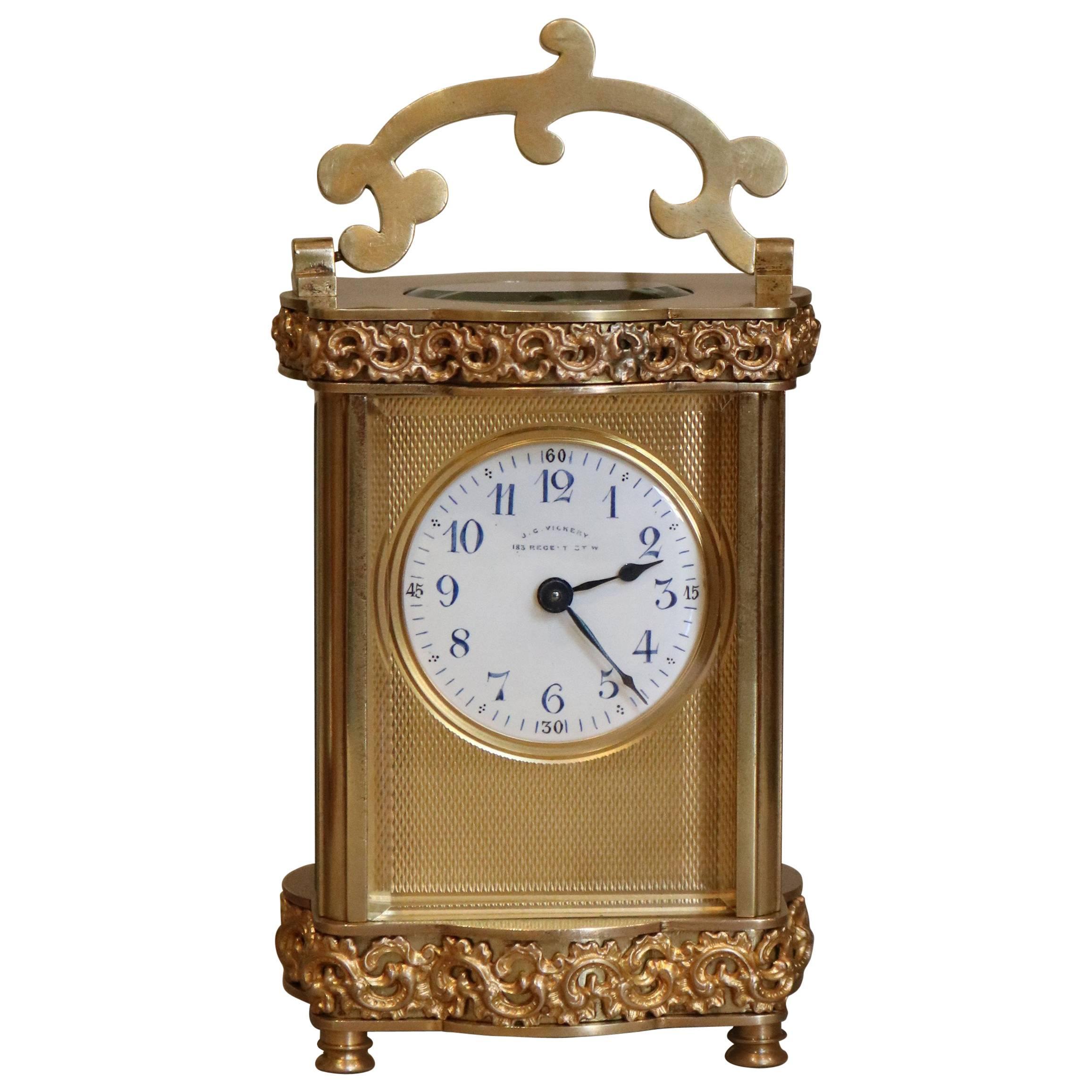 Ornate French Brass Carriage Clock