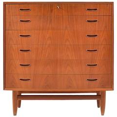 Early Danish Teak Chest of Drawer with Curved Front