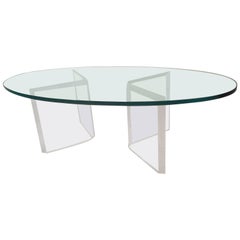 Mid-Century Modern Oval Glass and Lucite Coffee Table
