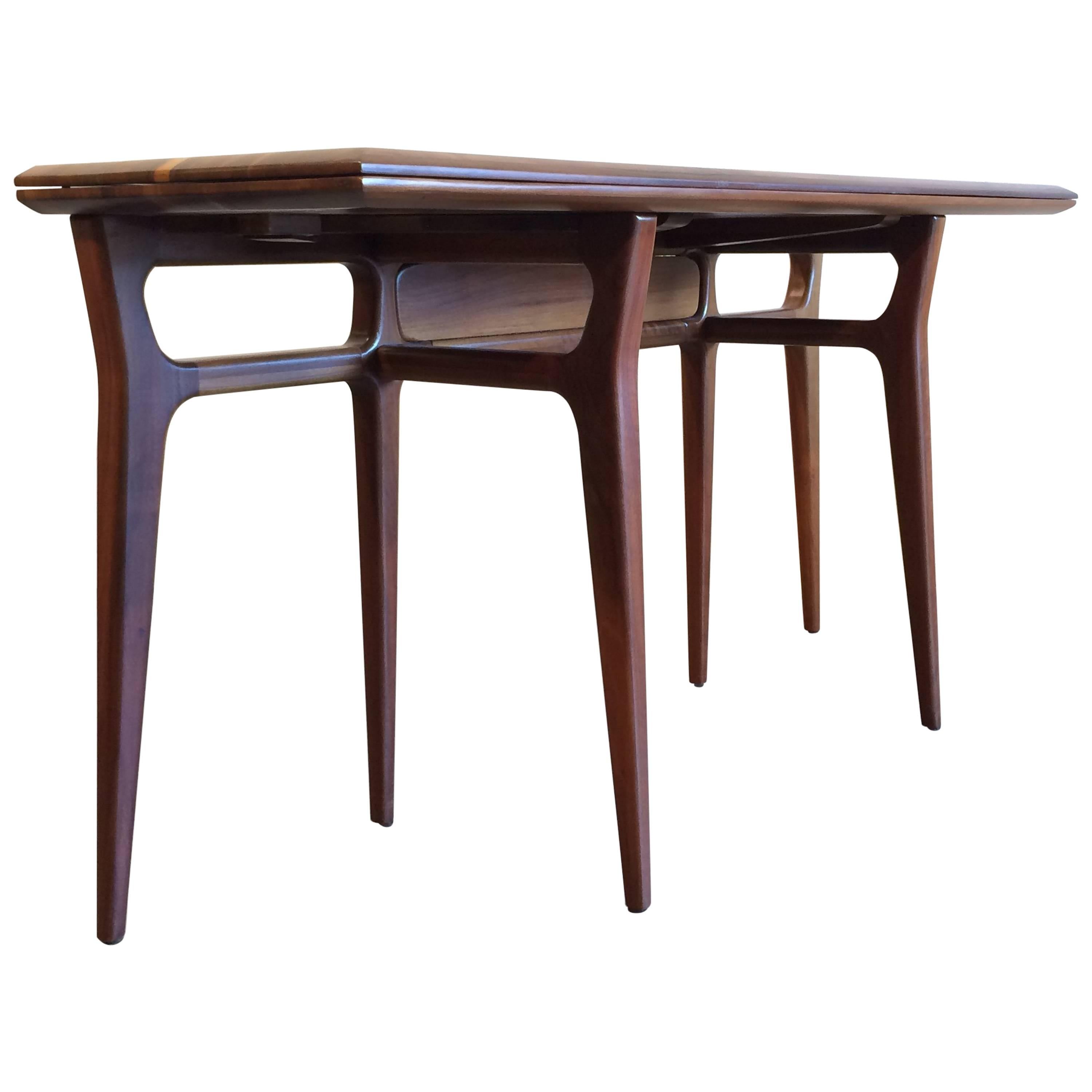 Walnut Flip-Top Console Table in Style of Gio Pont, Dining Table, 1950s